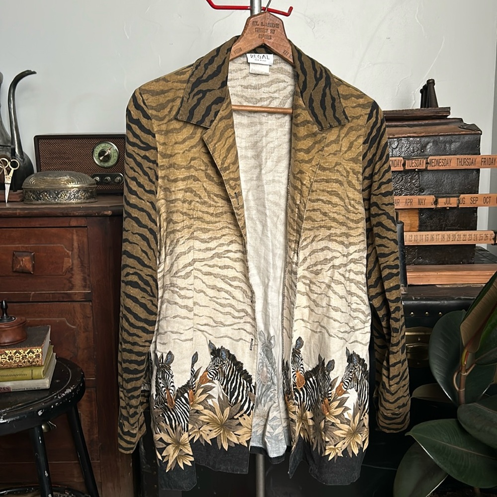 VINTAGE Regal Zebra Print Button Down Shirt Made in USA
